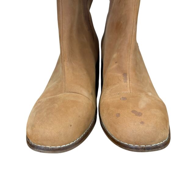 Toms Esme Leather Chelsea Tan Brown Leather Nubuck Boots Chunky Heel Womens 9 - Picture 7 of 16